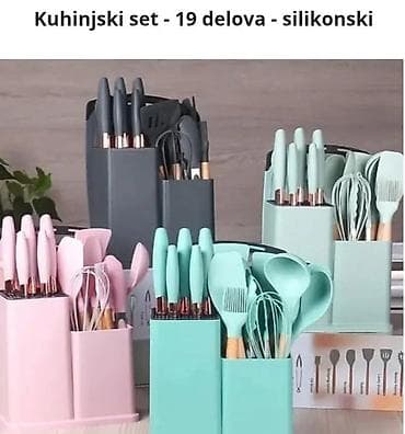 Ovaj set od 19 delova uključuje kuhinjske alate i noževe, silikonske na lalafo.rs — 3 Ovaj set od 19 delova uključuje kuhinjske alate i noževe, silikonske — 3