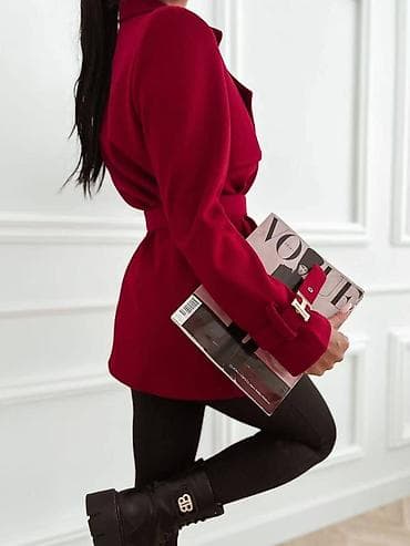 Ženski strukirani kaput s pojasom - Model do sredine butina, sa na lalafo.rs — 8 Ženski strukirani kaput s pojasom - Model do sredine butina, sa — 8