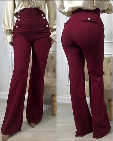 Ženske elegantne pantalone sa visokim strukom i ravno/širokim na lalafo.rs — 2 Ženske elegantne pantalone sa visokim strukom i ravno/širokim — 2