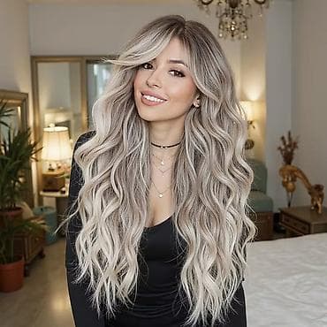 prsluk jaknica mango u: Duga talasasta perika u sivo‑plavom balayage/ombre tonu - Stil: dugi at lalafo.rs — 4 prsluk jaknica mango u: Duga talasasta perika u sivo‑plavom balayage/ombre tonu - Stil: dugi — 4