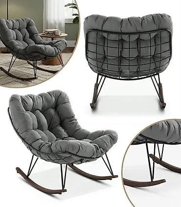 Ljuljaška fotelja sa dubokim jastucima – siva - Ergonomski široko na lalafo.rs — 2 Ljuljaška fotelja sa dubokim jastucima – siva - Ergonomski široko — 2