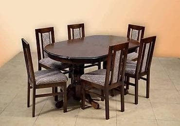 Sets of table and chairs: Trpezarijski set – sto sa 6 stolica - Materijal: puno drvo u tamnoj at lalafo.rs — 5 Sets of table and chairs: Trpezarijski set – sto sa 6 stolica - Materijal: puno drvo u tamnoj — 5