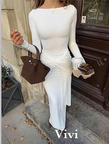 ✨Elegantna duga haljina sa dugim rukavima i asimetričnim na lalafo.rs ✨Elegantna duga haljina sa dugim rukavima i asimetričnim