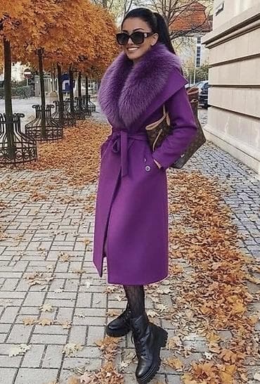 L11. Elegantni ženski kaput sa krznenim okovratnikom - Kroj: dugi na lalafo.rs — 3 L11. Elegantni ženski kaput sa krznenim okovratnikom - Kroj: dugi — 3