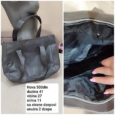 Siva ženska torba – shopper/tote model - Materijal: veštačka koža at lalafo.rs — 1 Siva ženska torba – shopper/tote model - Materijal: veštačka koža — 1
