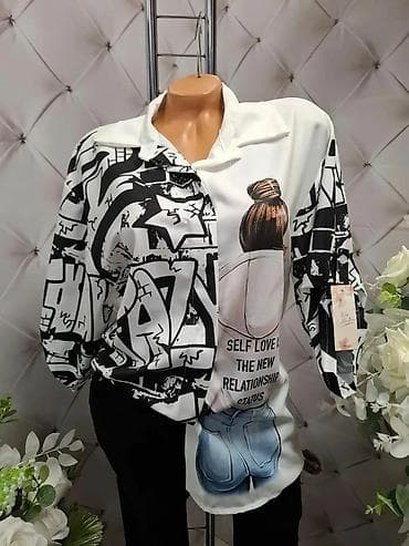 sako laneni: Ženske košulje sa printom – moderni statement komadi - Model 1: Bela at lalafo.rs — 1 sako laneni: Ženske košulje sa printom – moderni statement komadi - Model 1: Bela — 1