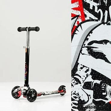 Scooters, skateboards and hoverboards: Trotinet za decu sa tri točka – grafički dizajn crno/belo sa crvenim at lalafo.rs — 1 Scooters, skateboards and hoverboards: Trotinet za decu sa tri točka – grafički dizajn crno/belo sa crvenim — 1