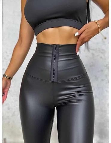 Crne ženske helanke od eko kože, visokog struka. - Ultra visok struk na lalafo.rs — 1 Crne ženske helanke od eko kože, visokog struka. - Ultra visok struk — 1