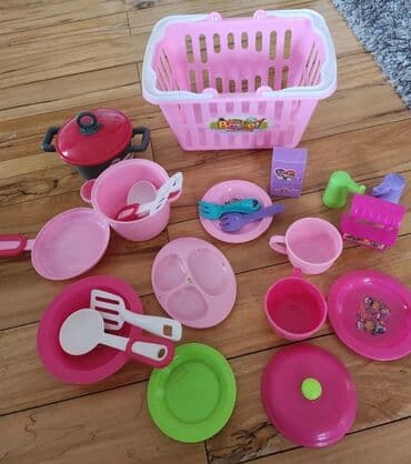 Dečije kuhinje: Igracka - posudje za decu, sa velikom korpom, viljuskama, kutlacama na lalafo.rs — 1 Dečije kuhinje: Igracka - posudje za decu, sa velikom korpom, viljuskama, kutlacama — 1