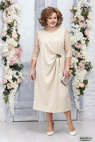 Elegantna midi haljina sa čipkastim rukavima Univerzalna veličina do na lalafo.rs — 2 Elegantna midi haljina sa čipkastim rukavima Univerzalna veličina do — 2