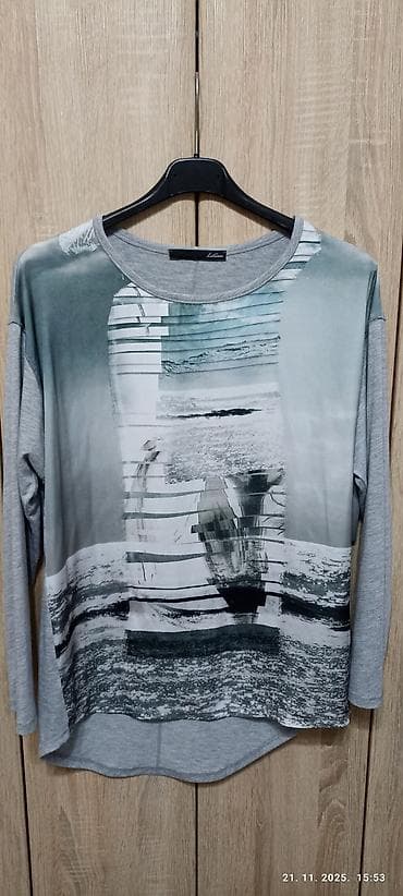 Ženska majica dugih rukava LaGreca. - Boja: siva baza sa printom na na lalafo.rs — 1 Ženska majica dugih rukava LaGreca. - Boja: siva baza sa printom na — 1