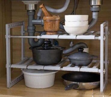 Podesiva višenamenska polica za kuhinju ispod sudopere 🍽️🛠️ Ova na lalafo.rs Podesiva višenamenska polica za kuhinju ispod sudopere 🍽️🛠️ Ova