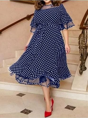 Haljina na tufne – elegantna i ženstvena - Model: midi A-kroj na lalafo.rs Haljina na tufne – elegantna i ženstvena - Model: midi A-kroj