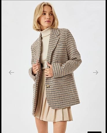 Ženski blejzer sa šahovskim (houndstooth) dezenom u bež, braon i oker na lalafo.rs — 2 Ženski blejzer sa šahovskim (houndstooth) dezenom u bež, braon i oker — 2