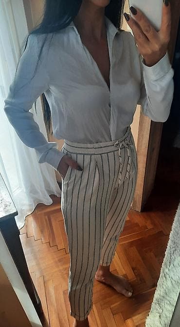 Pantalone duboke na prugice do članka Opis: U "prljavo beloj boji " na lalafo.rs — 2 Pantalone duboke na prugice do članka Opis: U "prljavo beloj boji " — 2