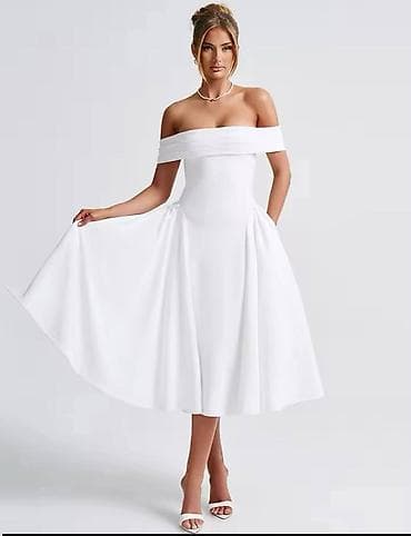Personal Items: Elegantna midi haljina sa spuštenim ramenima - Kroj: struk naglašen at lalafo.rs — 2 Personal Items: Elegantna midi haljina sa spuštenim ramenima - Kroj: struk naglašen — 2