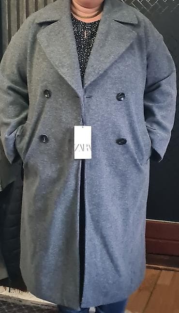 ZARA ženski kaput, sivi melanž, dužine ispod kolena. Model sa širokim na lalafo.rs — 1 ZARA ženski kaput, sivi melanž, dužine ispod kolena. Model sa širokim — 1