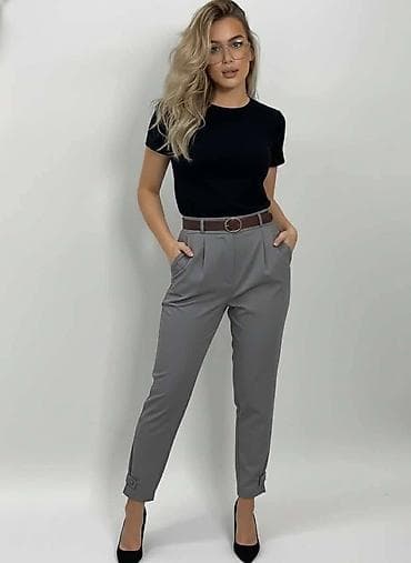 Ženske elegantne pantalone sa kaišem - Kroj: visok struk sa na lalafo.rs — 1 Ženske elegantne pantalone sa kaišem - Kroj: visok struk sa — 1