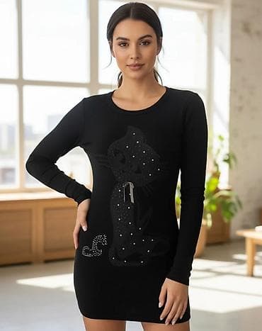 zenske broj: Crna ženska mini haljina sa dugim rukavima, elastična i pripijena at lalafo.rs — 1 zenske broj: Crna ženska mini haljina sa dugim rukavima, elastična i pripijena — 1