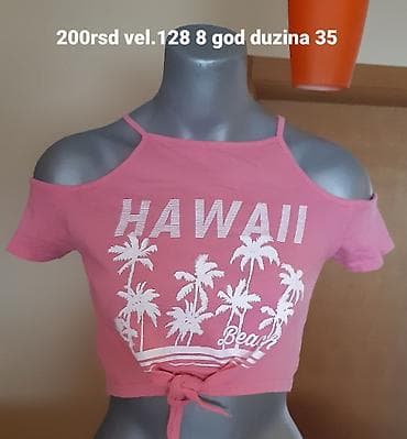Dečiji crop top majica “HAWAII Beach” - Boja: roze - Print: beli na lalafo.rs Dečiji crop top majica “HAWAII Beach” - Boja: roze - Print: beli