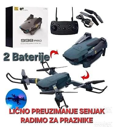 Dron 998 MAX + GRATIS BATERIJA 4k HD Dual kamera DRON SA CETKICAMA NA na lalafo.rs — 1 Dron 998 MAX + GRATIS BATERIJA 4k HD Dual kamera DRON SA CETKICAMA NA — 1