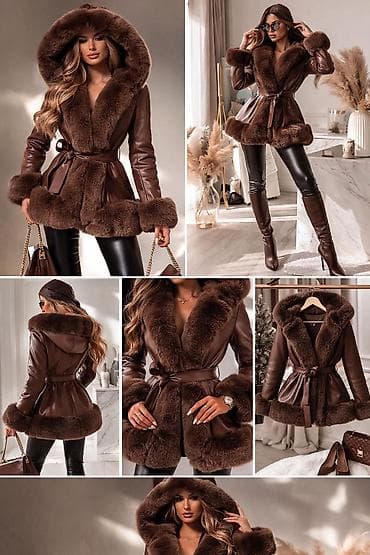 Luksuzna ženska jakna od smeđe eko‑kože sa bogatom krznenom postavom i na lalafo.rs Luksuzna ženska jakna od smeđe eko‑kože sa bogatom krznenom postavom i