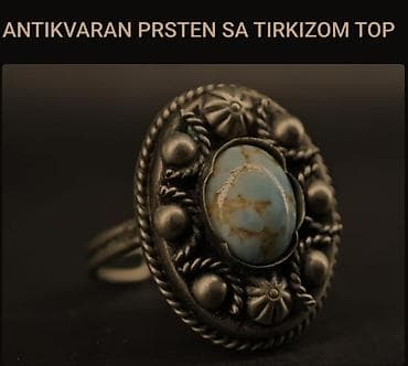 Antikvaran prsten sa tirkizom – unikatni komad sa bogatim reljefnim na lalafo.rs Antikvaran prsten sa tirkizom – unikatni komad sa bogatim reljefnim