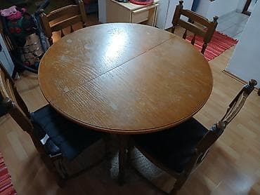 Table legs: Okrugli drveni trpezarijski set – sto i 4 stolice - Materijal: puno at lalafo.rs — 2 Table legs: Okrugli drveni trpezarijski set – sto i 4 stolice - Materijal: puno — 2