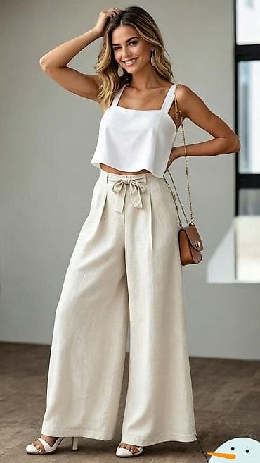 Personal Items: Ženske široke pantalone visokog struka sa mašnom - Kroj: wide leg at lalafo.rs — 5 Personal Items: Ženske široke pantalone visokog struka sa mašnom - Kroj: wide leg — 5