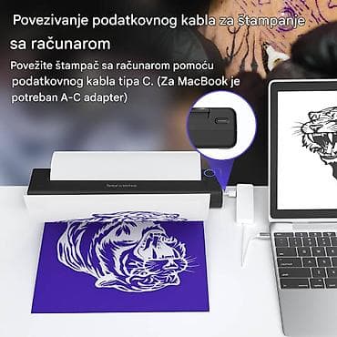 Mini prenosivi A4 štampač za tetoviranje - Prenosivi termalni štampač na lalafo.rs — 6 Mini prenosivi A4 štampač za tetoviranje - Prenosivi termalni štampač — 6