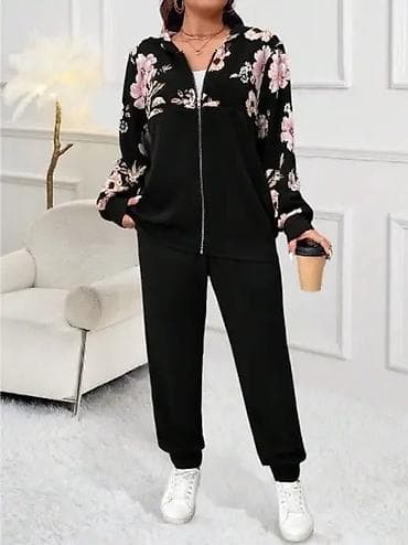 pantalone gina benotti: Damski komplet trenerke – crni, sa floralnim detaljima - Dvodelni na lalafo.rs — 2 pantalone gina benotti: Damski komplet trenerke – crni, sa floralnim detaljima - Dvodelni — 2