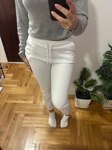 Ženske bele trenerke / donji deo - Boja: čista bela - Kroj na lalafo.rs — 2 Ženske bele trenerke / donji deo - Boja: čista bela - Kroj — 2