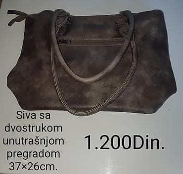 eko koza sa: Siva ženska torba, dimenzije 37×26 cm. Dvostruka unutrašnja pregrada na lalafo.rs — 2 eko koza sa: Siva ženska torba, dimenzije 37×26 cm. Dvostruka unutrašnja pregrada — 2
