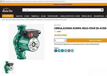 Electric Motors: Cirkulaciona pumpa WILO-Star RS 25/4 (25-4/130) - Namena: za sisteme at lalafo.rs — 2 Electric Motors: Cirkulaciona pumpa WILO-Star RS 25/4 (25-4/130) - Namena: za sisteme — 2