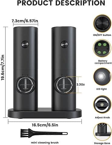 Električni set mlinova za so i biber - Set od 2 električna mlina sa na lalafo.rs — 6 Električni set mlinova za so i biber - Set od 2 električna mlina sa — 6