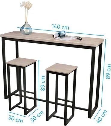 Barski set – visoki sto sa dve barske stolice - Dimenzije stola na lalafo.rs Barski set – visoki sto sa dve barske stolice - Dimenzije stola