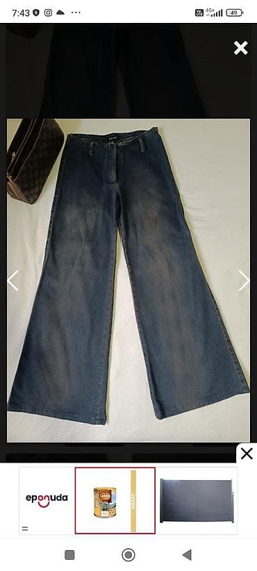 Pantalone sa sirokim nogavicama br.36 poluobim struka 36,5cm.malo se na lalafo.rs — 1 Pantalone sa sirokim nogavicama br.36 poluobim struka 36,5cm.malo se — 1