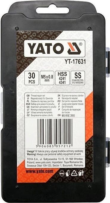 Tools & Equipment: YATO YT-17631 set za popravku navoja – M5 x 0,8 mm, 30 delova - at lalafo.rs — 3 Tools & Equipment: YATO YT-17631 set za popravku navoja – M5 x 0,8 mm, 30 delova - — 3