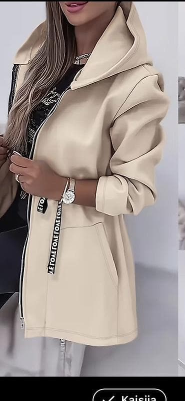 Ženska lagana jakna/kaput sa kapuljačom – bež L VELICINA - Model do na lalafo.rs Ženska lagana jakna/kaput sa kapuljačom – bež L VELICINA - Model do