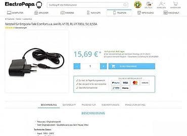 Punjač za Emporia telefone – RL-V170 / RL-V170EU, 5V 0,55A - Tip na lalafo.rs Punjač za Emporia telefone – RL-V170 / RL-V170EU, 5V 0,55A - Tip