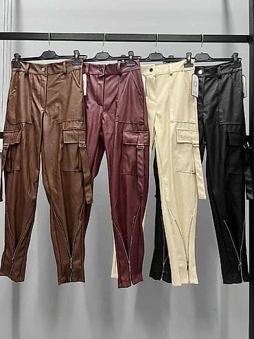pantalone butiku ali: Ženske cargo pantalone od eko kože - Kroj: visok struk, uske nogavice na lalafo.rs — 4 pantalone butiku ali: Ženske cargo pantalone od eko kože - Kroj: visok struk, uske nogavice — 4