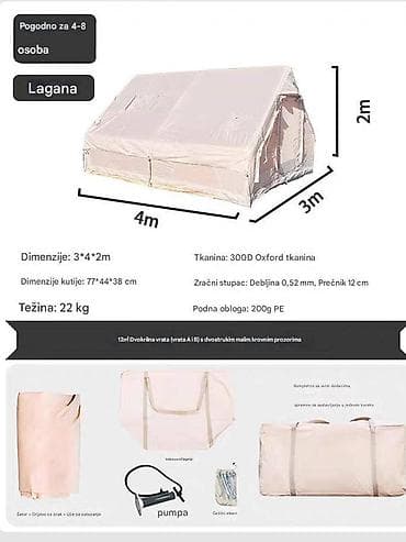 Camping equipment: Šator za kampovanje na naduvavanje – 12 m² - Kapacitet: 6–8 osoba at lalafo.rs — 3 Camping equipment: Šator za kampovanje na naduvavanje – 12 m² - Kapacitet: 6–8 osoba — 3