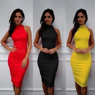 Haljina do kolena sa elastinom. Crvena,crna,žuta,borda,roza,tamno na lalafo.rs Haljina do kolena sa elastinom. Crvena,crna,žuta,borda,roza,tamno