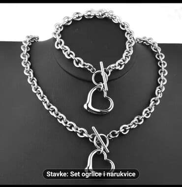Set ogrlice i narukvice – masivni lančani dizajn sa priveskom u obliku na lalafo.rs Set ogrlice i narukvice – masivni lančani dizajn sa priveskom u obliku