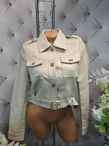 Ženska kraća jakna od eko kože sa kaišem - Model: strukirana jakna sa na lalafo.rs Ženska kraća jakna od eko kože sa kaišem - Model: strukirana jakna sa