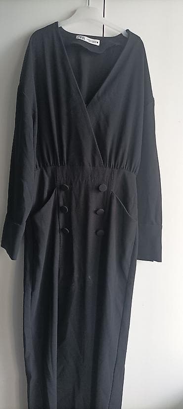 ZARA crna midi haljina sa dugim rukavima - Model: wrap efekt na lalafo.rs — 2 ZARA crna midi haljina sa dugim rukavima - Model: wrap efekt — 2