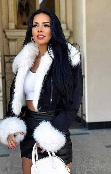 Ženska kratka jakna od teksasa sa krznenim detaljima Ik - Model na lalafo.rs — 2 Ženska kratka jakna od teksasa sa krznenim detaljima Ik - Model — 2