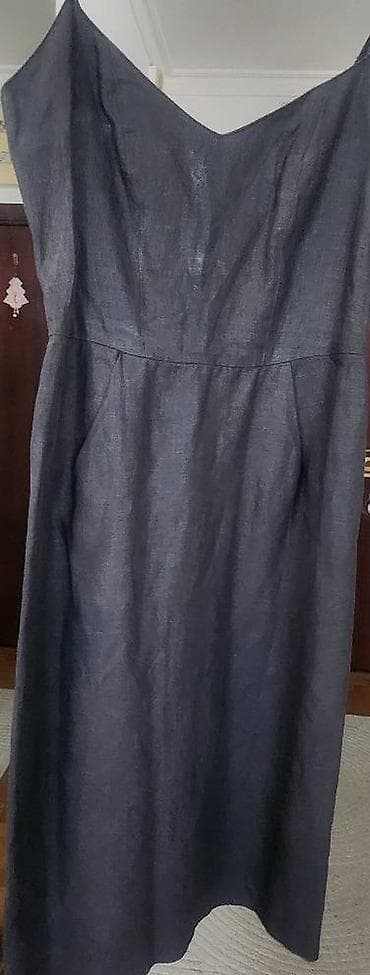 Haljina na bretele, crne boje, S veličina, lan . Uža, prati liniju na lalafo.rs — 2 Haljina na bretele, crne boje, S veličina, lan . Uža, prati liniju — 2