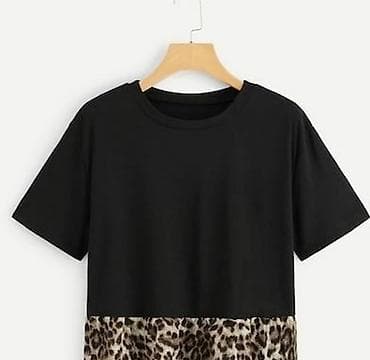 Majica kratak rukav crna boja sa leopard print sarom na lalafo.rs Majica kratak rukav crna boja sa leopard print sarom