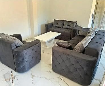 Stilski klub stolovi: Komplet tapaciranog klub nameštaja – sivi baršun - Sastav seta: dve na lalafo.rs — 2 Stilski klub stolovi: Komplet tapaciranog klub nameštaja – sivi baršun - Sastav seta: dve — 2